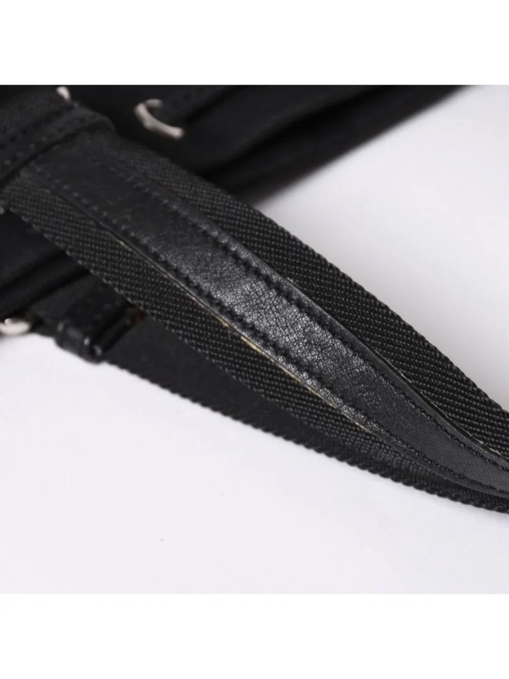 Saint Laurent Kahala Handbag Canvas Leather Black Logo Embroidery